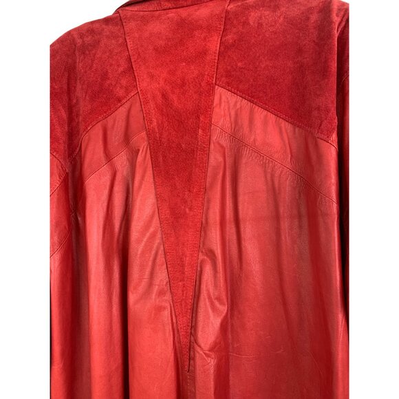 Rare VTG 80s Clifford Olson Red Leather Coat Hikable Sleeves M/L RW10345 - Picture 9 of 16
